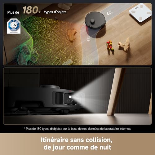 DREAME L40s Pro Ultra Robot Aspirateur, 19 000 Pa, Brosse Double HyperStream, Franchit 4 cm, Brosse latérale extensible et relevable, Nettoyage à la serpillière à l'eau chaude à 75°C,Auto-nettoyant3.0