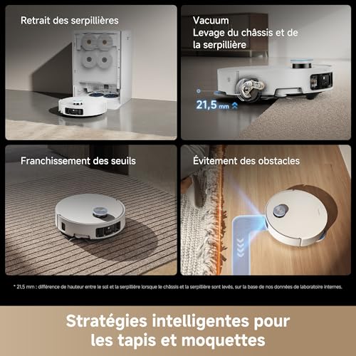 dreame Matrix10 Ultra Robot Aspirateur, Multi-Serpillière, 8 cm Franchis, 30 000 Pa, Vidange/Remplissage Auto, Auto-Nettoyage, 100% Démêlage, 240+ Obstacles, Commande Vocale