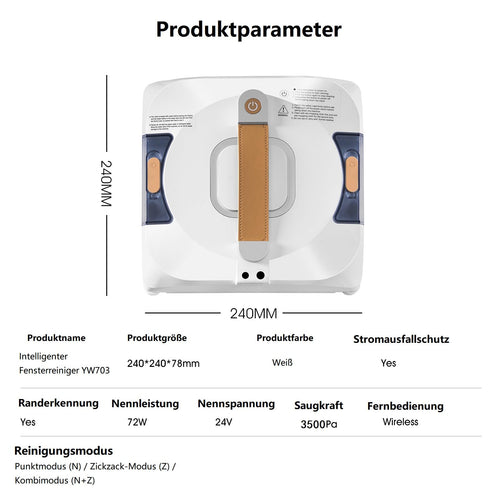 Robot nettoyeur de vitres Dual Spray - Avec double réservoir de 110 ml - Aspirateur intelligent pour intérieur et extérieur - Pour fenêtre de grande hauteur - Nouveau mode de nettoyage humide