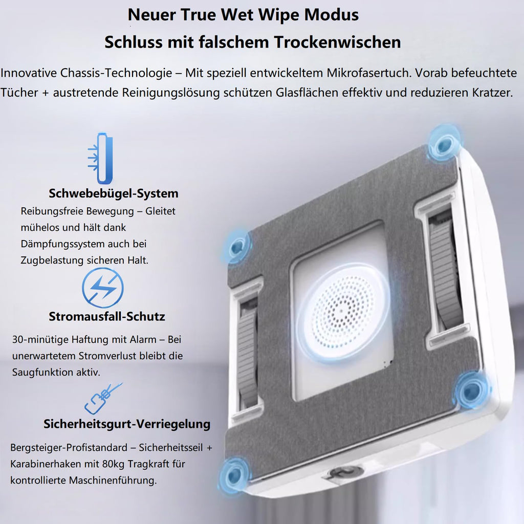 Robot nettoyeur de vitres Dual Spray - Avec double réservoir de 110 ml - Aspirateur intelligent pour intérieur et extérieur - Pour fenêtre de grande hauteur - Nouveau mode de nettoyage humide