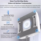 Robot nettoyeur de vitres Dual Spray - Avec double réservoir de 110 ml - Aspirateur intelligent pour intérieur et extérieur - Pour fenêtre de grande hauteur - Nouveau mode de nettoyage humide