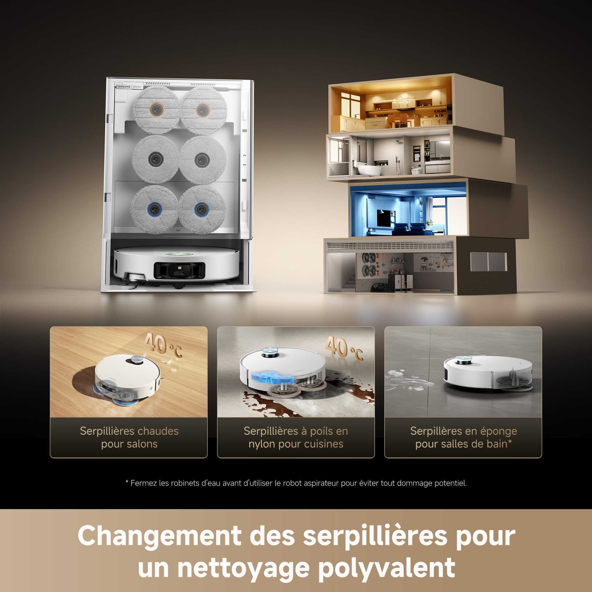 dreame Matrix10 Ultra Robot Aspirateur, Multi-Serpillière, 8 cm Franchis, 30 000 Pa, Vidange/Remplissage Auto, Auto-Nettoyage, 100% Démêlage, 240+ Obstacles, Commande Vocale