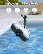 WYBOT Robot Piscine sans Fil pour Piscine Hors Sol Jusqu'à 80m², Double Motorisation Aspirateur Robot Piscine 100 Minutes d'Aspiration Puissante Robot | Stationnement Automatique Blanc