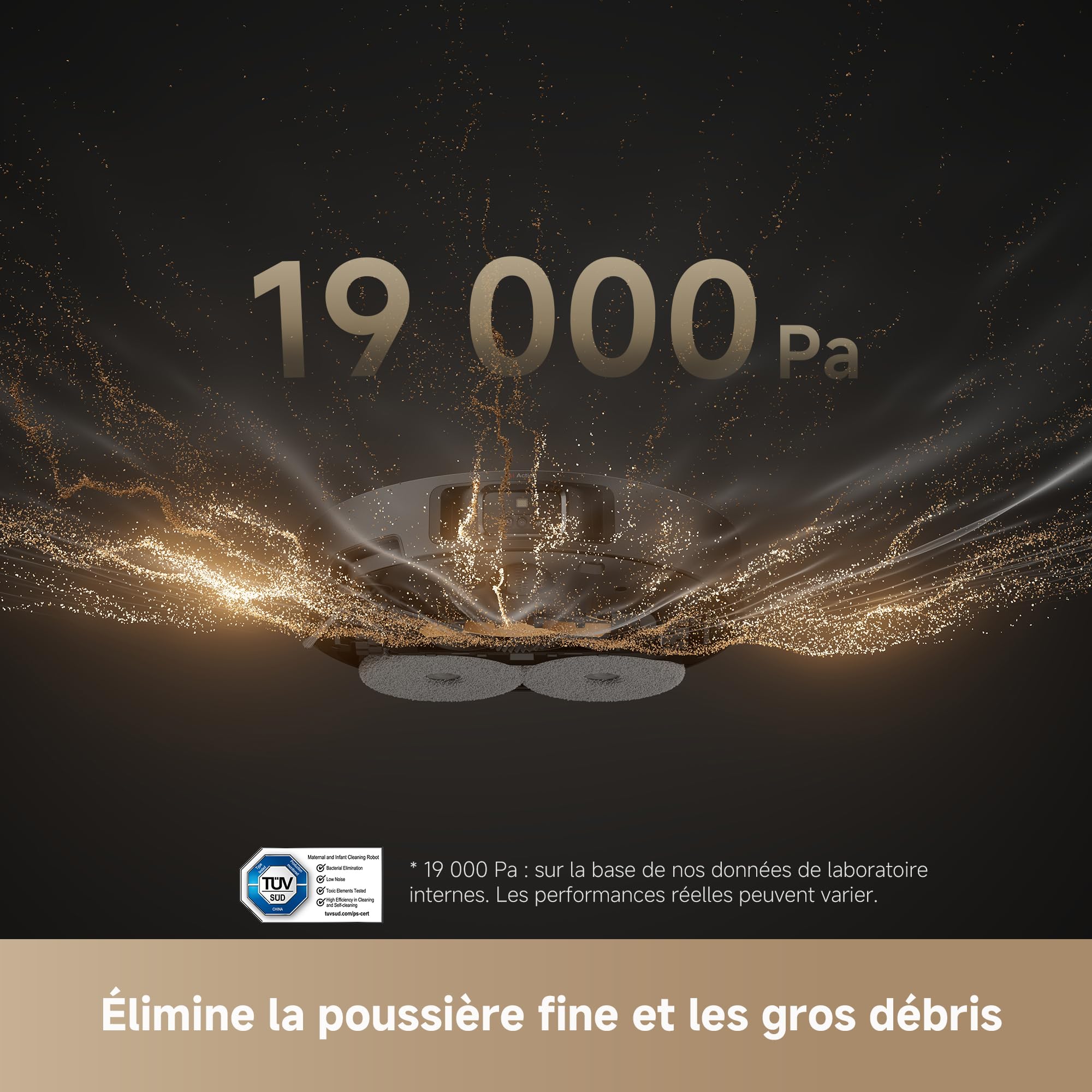 DREAME L40s Pro Ultra Robot Aspirateur, 19 000 Pa, Brosse Double HyperStream, Franchit 4 cm, Brosse latérale extensible et relevable, Nettoyage à la serpillière à l'eau chaude à 75°C,Auto-nettoyant3.0