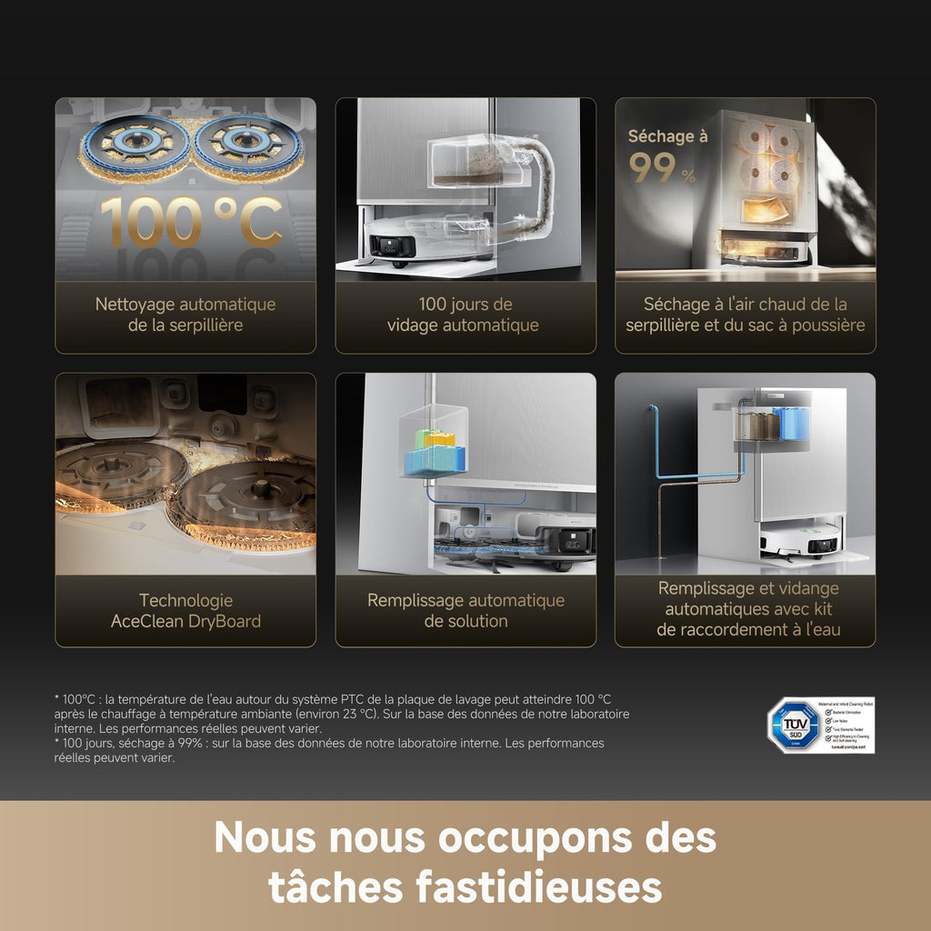 dreame Matrix10 Ultra Robot Aspirateur, Multi-Serpillière, 8 cm Franchis, 30 000 Pa, Vidange/Remplissage Auto, Auto-Nettoyage, 100% Démêlage, 240+ Obstacles, Commande Vocale