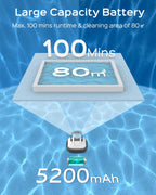 WYBOT Robot Piscine sans Fil pour Piscine Hors Sol Jusqu'à 80m², Double Motorisation Aspirateur Robot Piscine 100 Minutes d'Aspiration Puissante Robot | Stationnement Automatique Blanc