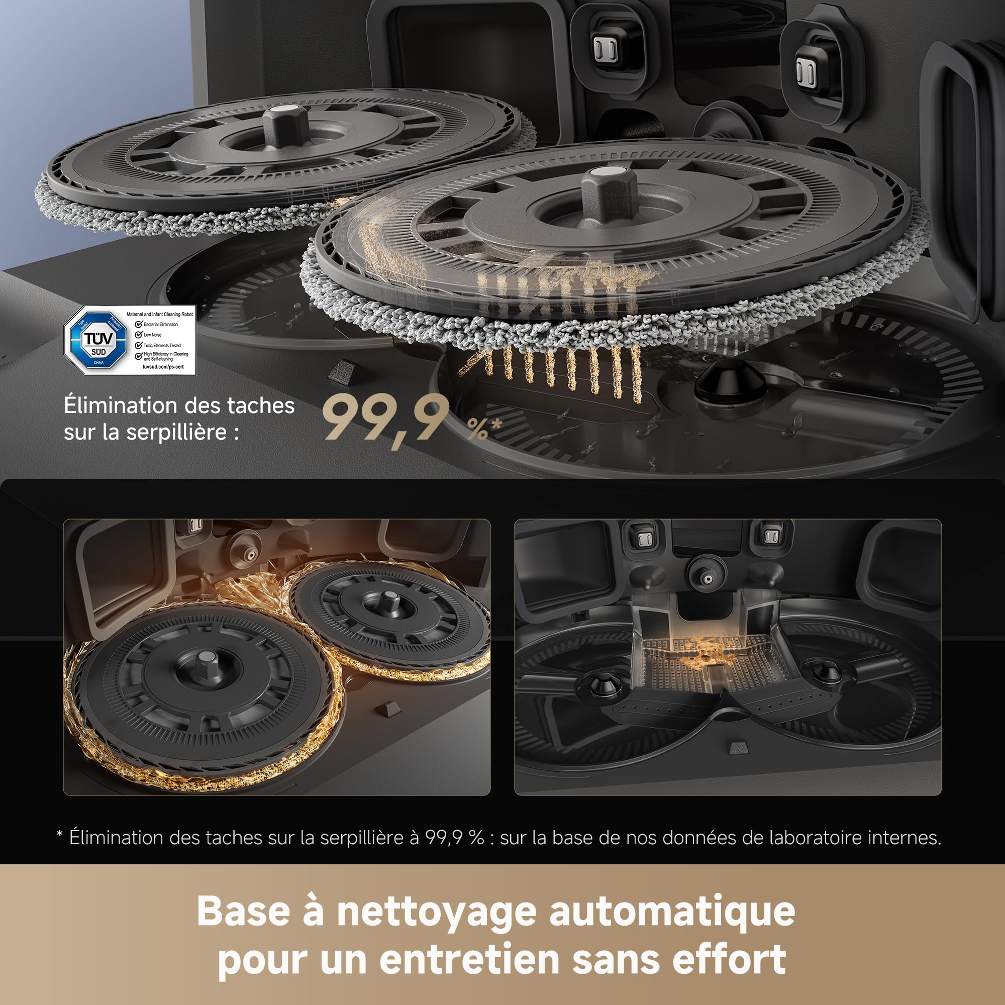 DREAME L40s Pro Ultra Robot Aspirateur, 19 000 Pa, Brosse Double HyperStream, Franchit 4 cm, Brosse latérale extensible et relevable, Nettoyage à la serpillière à l'eau chaude à 75°C,Auto-nettoyant3.0