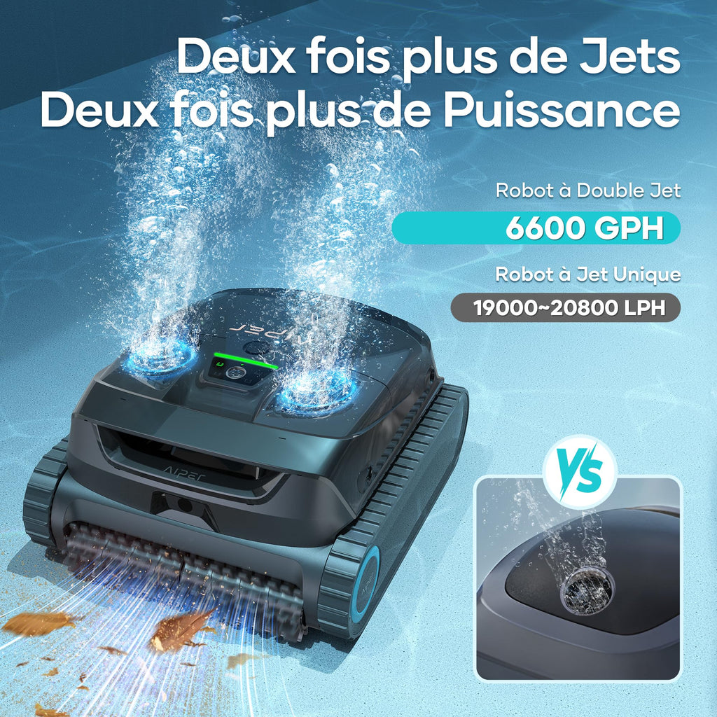AIPER Scuba X1 Robot Piscine avec App, Aspirateur Piscine avec WavePath 3.0 et Navigation Intelligente, Système de Filtration Ultra-Fine, Nettoyage Ligne d’Eau, Idéal pour Les Piscines Enterrées