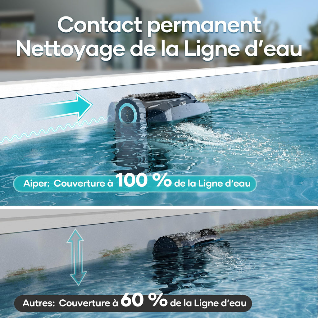 AIPER Scuba X1 Robot Piscine avec App, Aspirateur Piscine avec WavePath 3.0 et Navigation Intelligente, Système de Filtration Ultra-Fine, Nettoyage Ligne d’Eau, Idéal pour Les Piscines Enterrées