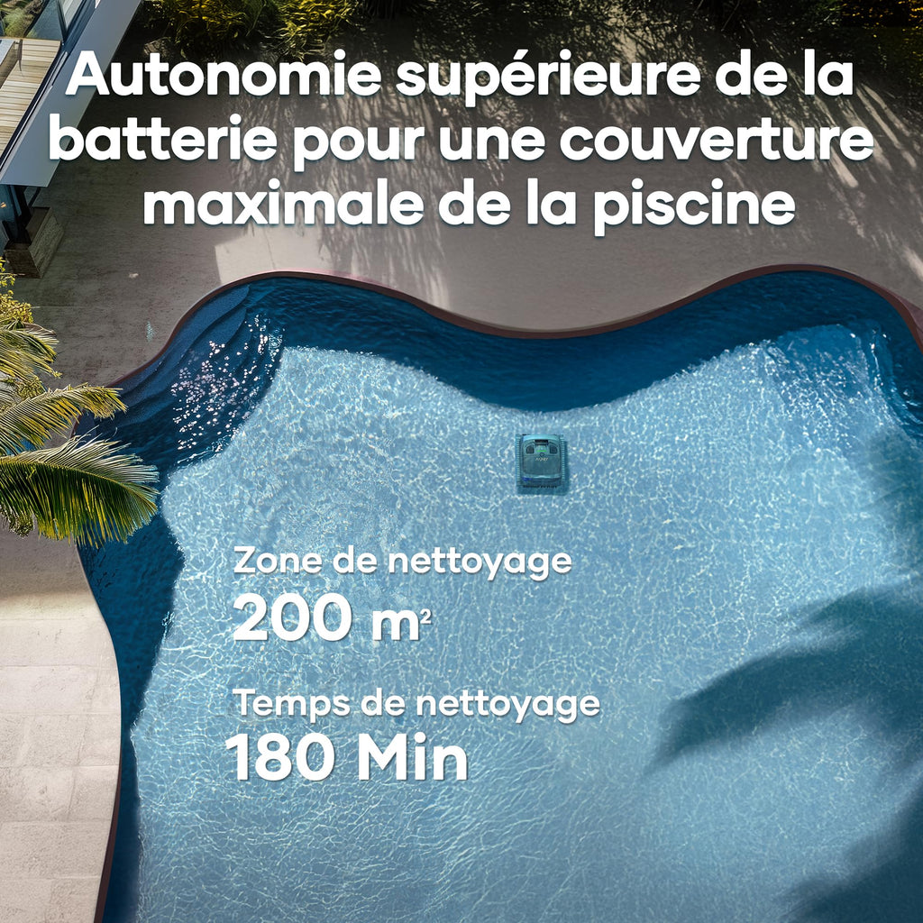 AIPER Scuba X1 Robot Piscine avec App, Aspirateur Piscine avec WavePath 3.0 et Navigation Intelligente, Système de Filtration Ultra-Fine, Nettoyage Ligne d’Eau, Idéal pour Les Piscines Enterrées